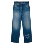 Heart Embroidered Denim Pants