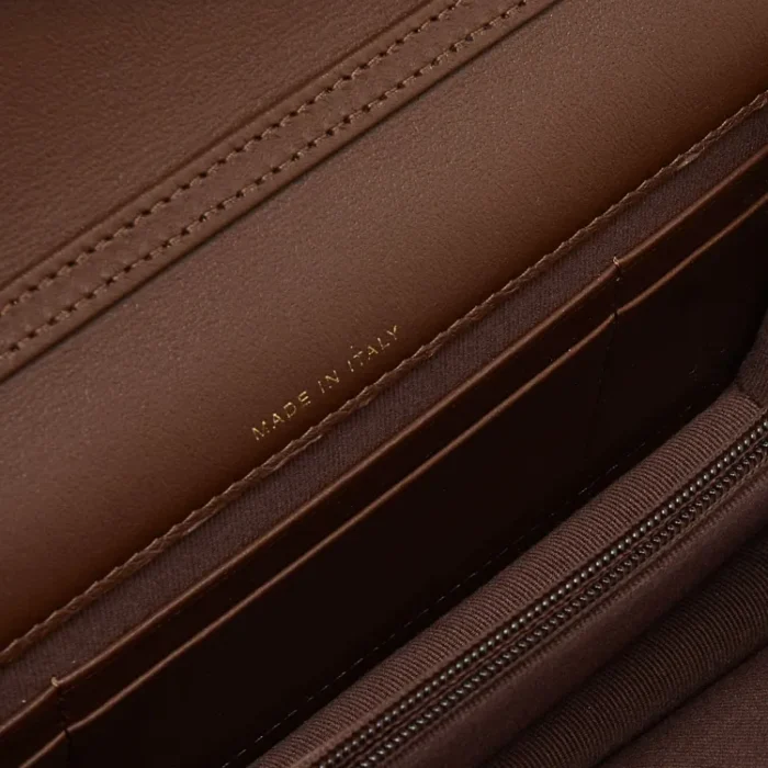 Chanel Brown Quilted Caviar Leather Wallet on Chain - Image 4