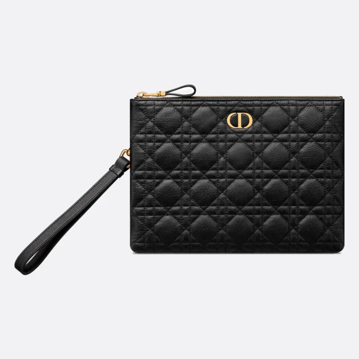 Medium Dior Caro Daily Pouch Black Supple Cannage Calfskin - Image 1