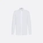Shirt with Embroidered Bee Jewel White Cotton Poplin