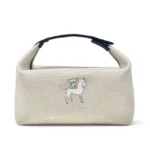 Hermes Beige Navy Blue Fabric Cabriolet Bride-A-Brac Case