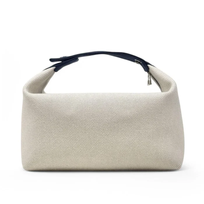Hermes Beige Navy Blue Fabric Cabriolet Bride-A-Brac Case - Image 4