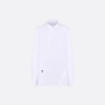 Blouse with Oblique Closure White Cotton Poplin